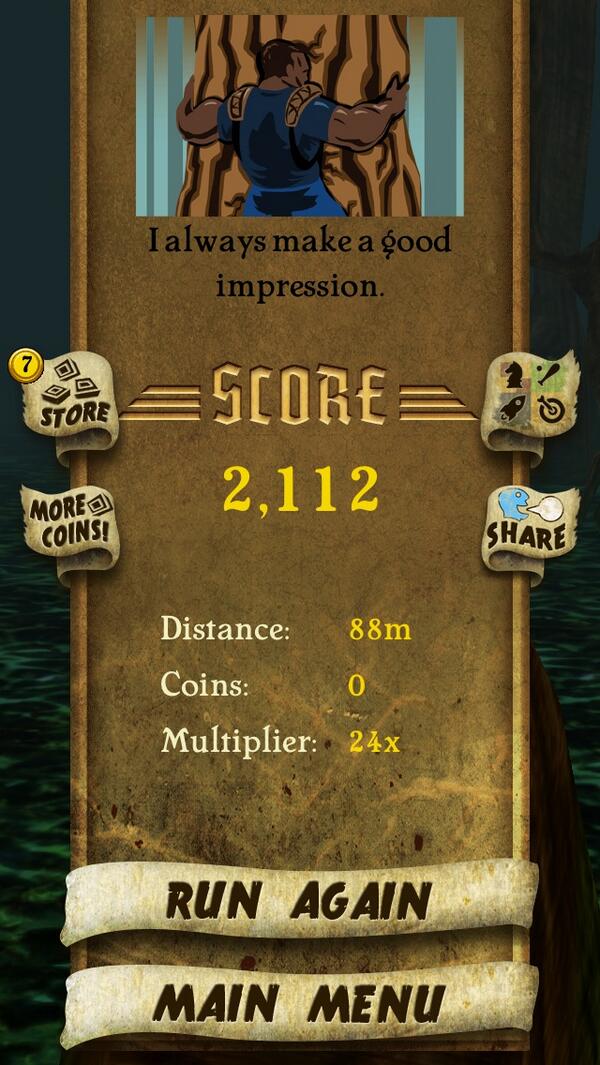 WooDro21's tweet photo. I got 2,112 points while escaping from demon monkeys. Beat that! http://t.co/dOOZ1ru4a3 #TempleRun http://t.co/5brSMAtcd7