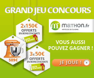 Jeu concours - Gagnez un robot KITCHENAID Artisan de 589 euros, 2 bons d'achat de 150 euros.. grattweb.fr/mathon-grand-j…
