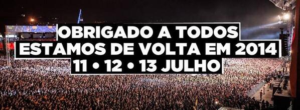 NOS_Alive's tweet photo. Optimus Alive'14 on July 11 ● 12 ● 13 2014 . Thank you all for attending, it was unbelievable http://t.co/fHJM5CrTB1