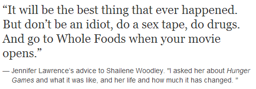 richiehabla's tweet image. #RT Jennifer Lawrence’s advice to Shailene Woodley