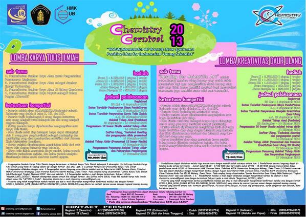 ChemCarnival16's tweet photo. @info_TONDANO kami bagi2 info tentang LKTI dan LKDU untuk SMA/sederajat tingkat Nasional > http://t.co/yQVFrfCIrN    http://t.co/ZJ0GcWgFKy