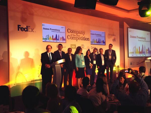 youngenterprise's tweet photo. Chair of Judges James Froomberg on stage with all the judges- congratulates all the students on their achievements http://t.co/tcF6et2oRQ