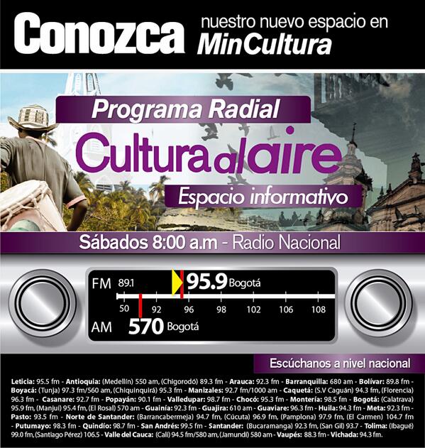 mincultura's tweet photo. #20deJulio 8 a.m. #Culturaalaire con @ARGEMIROCORTESB @ferchoperez86, Jenny González y @cerohd >> http://t.co/Lm8irhg3OV