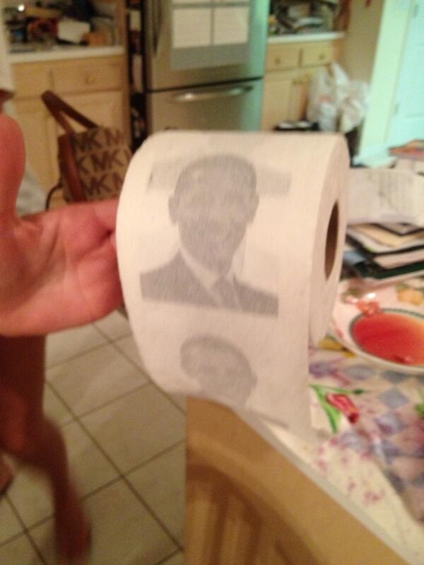 rachelllmartin's tweet image. Only @marisarametta would have Obama toilet paper #ROMNEY2012