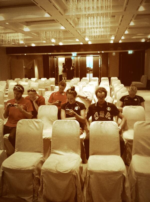 Elagerstrom's tweet image. Watching the rest of USA at #WTSHamburg @worldtriathlon "@lukefarkas: #usa #conversing http://t.co/AbwsdpkhF4"