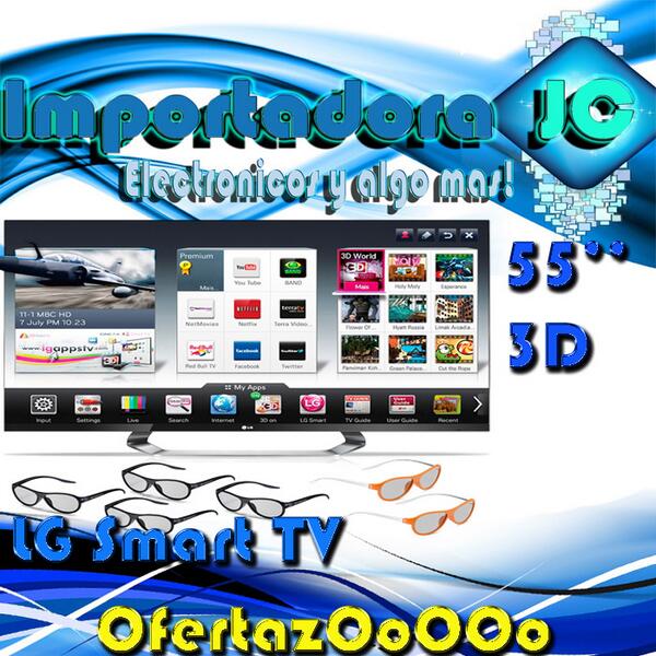 ImportadoraJC's tweet image. Smart TV LG 55 pulg. Led 3D con 6 lentes includios al mejor precio con garantia y nuevos...warmanmen.mercadoshops.com.ve/lg-smart-3d-le…