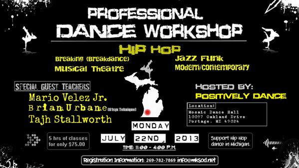 PositivelyDance's tweet photo. 7/22 help us connect Hip Hop dancers in Michigan. professional dance workshop. All are welcome. http://t.co/urcgTEhZZT