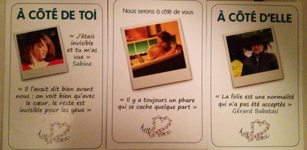 Thierryredler's tweet photo. Les trois cartes du spectacle "A Côté d'Elle" seront en vente au profit de l'association À Côté d'Eux. http://t.co/68NfLX1zAt