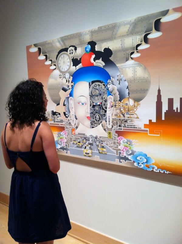 "Spiritual Mind and Modern Technology," by Rabkar Wangchuk, 2013, acrylic on canvas. A wonderful opening reception!