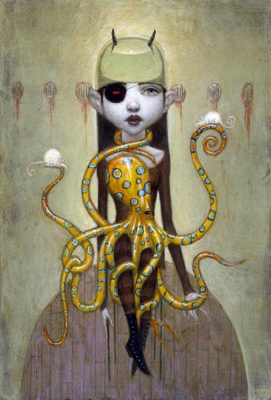 This is an old octopus painting. It had a lot to do with a new octopus painting on which I am currently working.