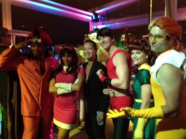 hulu's tweet photo. At #TheAwesomes #ComicCon2013 party these superheroes know how to party. http://t.co/KJapofEEfu