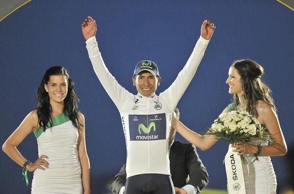 Nairo Quintana en el podio del #TourdeFrancia