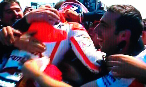 lilir123's tweet photo. Crowdsurfing his team yet again xD I can get use to this!! ^3^ #MarcMarquez #1strookietowinatLagunaSeca #MotoGP http://t.co/SqSvhj1KsW