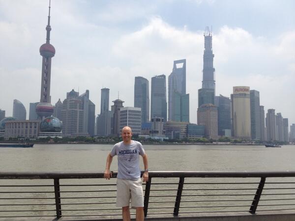 mwrightmdw's tweet photo. Shanghai - Pudong Skyline. Had a local resident yell "Go Blue" to me yesterday. Cool stuff. #representing http://t.co/hdwVDmdn5t