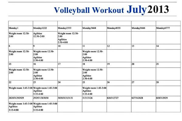BMHSVolleyball's tweet photo. Workout Schedule http://t.co/riRlnMKlfZ