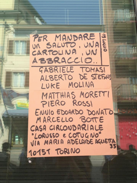 MarioLalli's tweet photo. Per scrivere ai/lle #notav arrestat* ora in carcere a Torino | La solidarietà è un'arma! LIBER* TUTT* http://t.co/eYffedEJhw