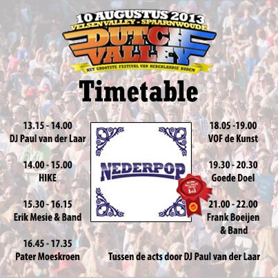 Daar is hij dan! De Dutch Valley #Nederpop timetable! Wie ga jij 10 augustus bij deze stage checken? #DTV