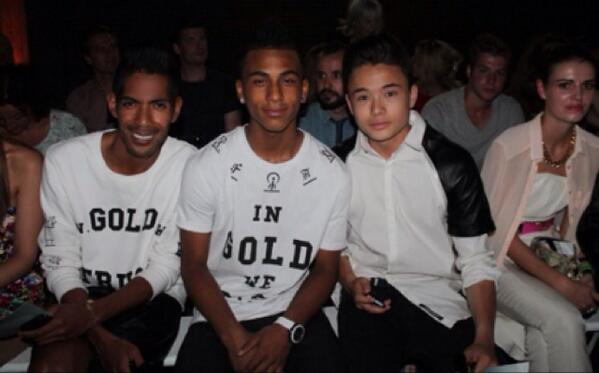 The Frontrow's @giovannilaisina Allan Vos #afw with BBrave's Cassius &amp; Jai wearing Franzel Amsterdam &amp; Sons of Heroes