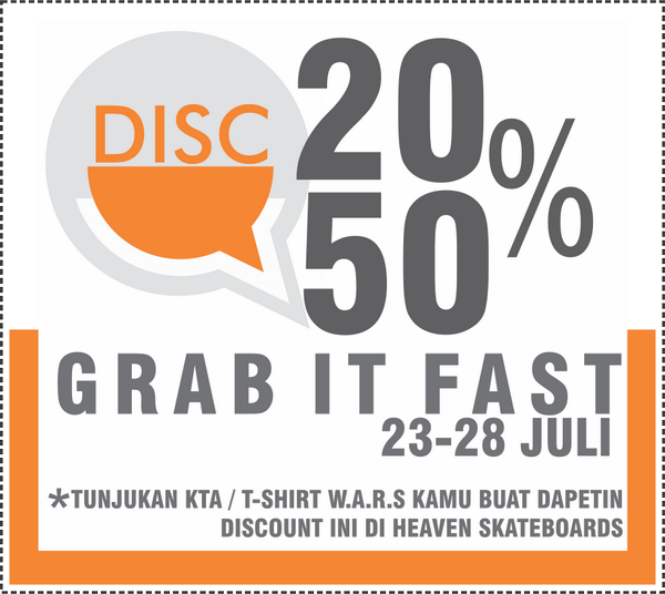 GET DISCOUNT 20% UPTO 50%.HANYA MENUNJUKAN KAOS/KTA W.A.R.S.AYOOOO SKATEPUNKERS SERBUUUUU!!!!!! cc: <a href="/ROSEMARYsk8punk/">ROSEMARY SKATEPUNK</a>