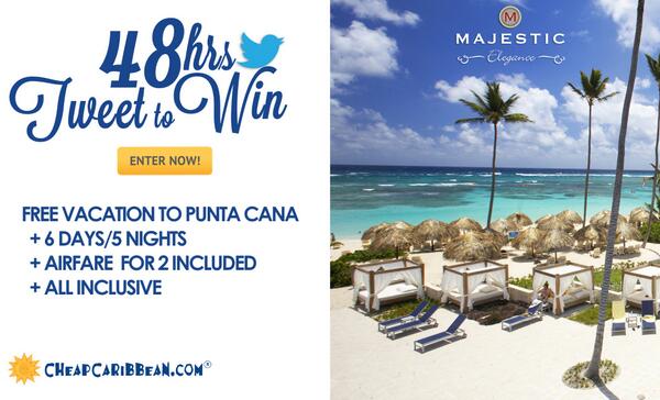 cheapcaribbean's tweet photo. Follow, RT, then enter here http://t.co/hgK9NrGpqI to win a free all-inclusive trip for 2! (Ends 12pm CST on 7/24) http://t.co/9ZfmEhN5Ax