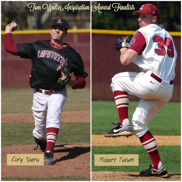 GoLeopards's tweet photo. .@LafayetteBsbl's Cory Spera and Robert Tatum named finalists for Tom Walter Inspiration Award http://t.co/POkBLei1N6 http://t.co/IhsJz98u5I
