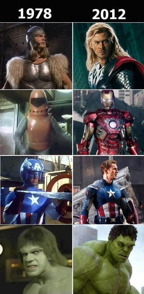 TheRealSheldonC's tweet photo. Superheroes then and now. http://t.co/qG92HxQCJW