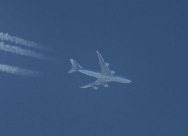 KLM Boeing 747 PH-BFB Amsterdam-St Maarten at 34,000 ft on 6th Aug 2013. Flight KLM785