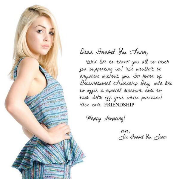 isabellu's tweet photo. Happy #InternationalFriendshipDay! Words can't express how much we love you all. Take 25% off your entire purchas... http://t.co/3Vq5TtXHz9