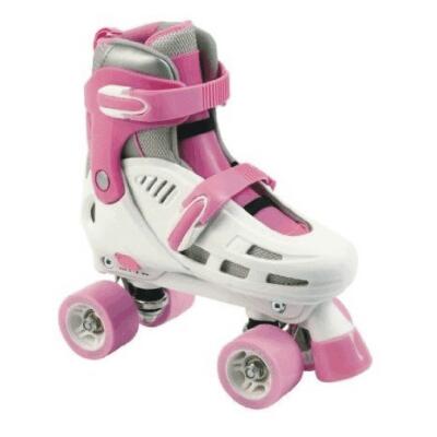 Rollerskates4's tweet photo. SFR Quad #RollerSkatesforKids UK Lightning Storm White / Pink Quad Roller Skates http://t.co/OkOrfY2lro http://t.co/uemTbpDxu6