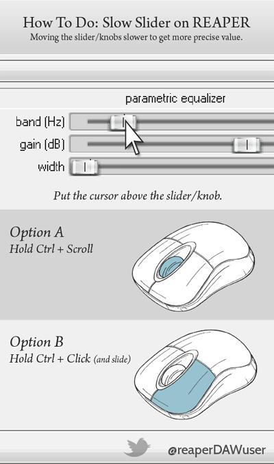 reaperDAWuser's tweet photo. #ReaTips Reaper DAW tips: How to Slow Slider (almost any) knobs. http://t.co/qa0C7JVHtL
