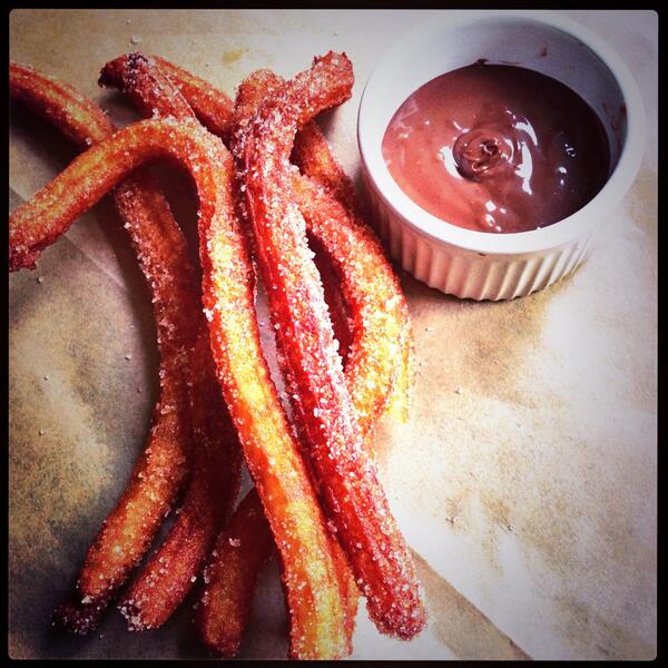 newbreakfast's tweet image. Churros &amp;amp; chocolate. #breakfast #newbreakfast