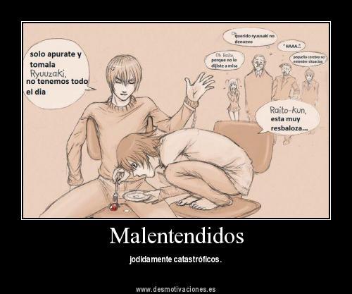 DaQueenOfHell's tweet photo. "@YAOISTACABREADA: #DeathNoteYaoi MALENTENDIDOS http://t.co/ubMHJwiVhk"no entiendo que dice atras TT^TT