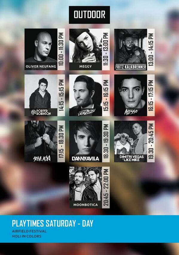 AirfieldFSTVL's tweet image. Check out the timetable for #Saturday daytime! And don't forget to buy your #ticket: facebook.com/HoliInColors/a… #FeedMee