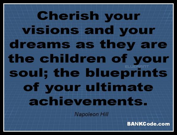 TheBANKCode's tweet image. Have you ever thought of your dreams as blueprints? #BANKCode #NapoleonHill #takeittothebank