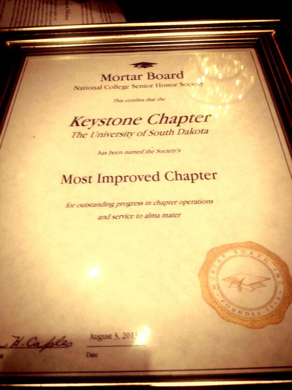 USD Mortar Board received most improved chapter in the nation!
