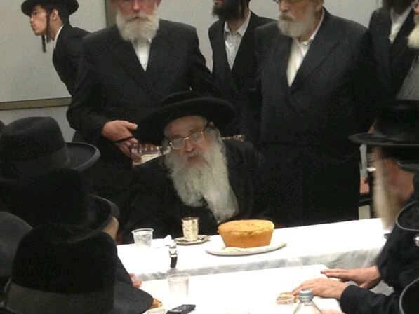 Koidesh's tweet photo. Admor M'Sanz Klausenberg Feering a Lechaim Tish in Meron after going up to Tzion HuRashbi. Photo: http://t.co/zholadRRri