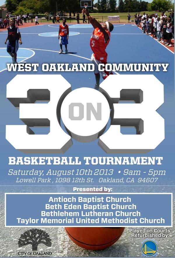 SoldiersAAU's tweet photo. West Oakland 3 on 3 Basketball Tournament this Saturday, August 10 at Lowell Park. All ages invited to play. http://t.co/4CcwfFiy5M