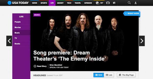 dreamtheaternet's tweet image. Reminder - Exclusive premiere of &quot;The Enemy Inside&quot; on @USATODAY - Click here! smarturl.it/theenemyinside