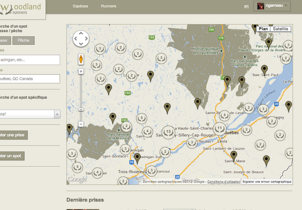 La recherche de spot de chasse et pêche à travers le Canada est disponible en version beta sur woodlandrunners.com