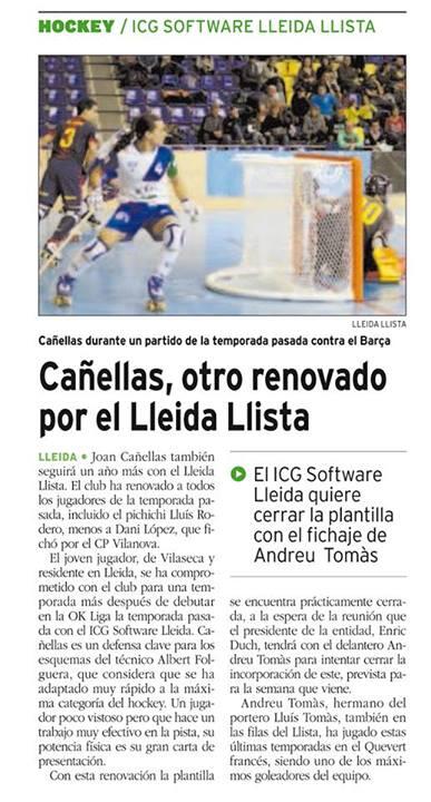 <a href="/JoanCanyellas4/">Joan Cañellas</a> ha renovat per l'@ICGLleidaLlista premsa, via La Manyana