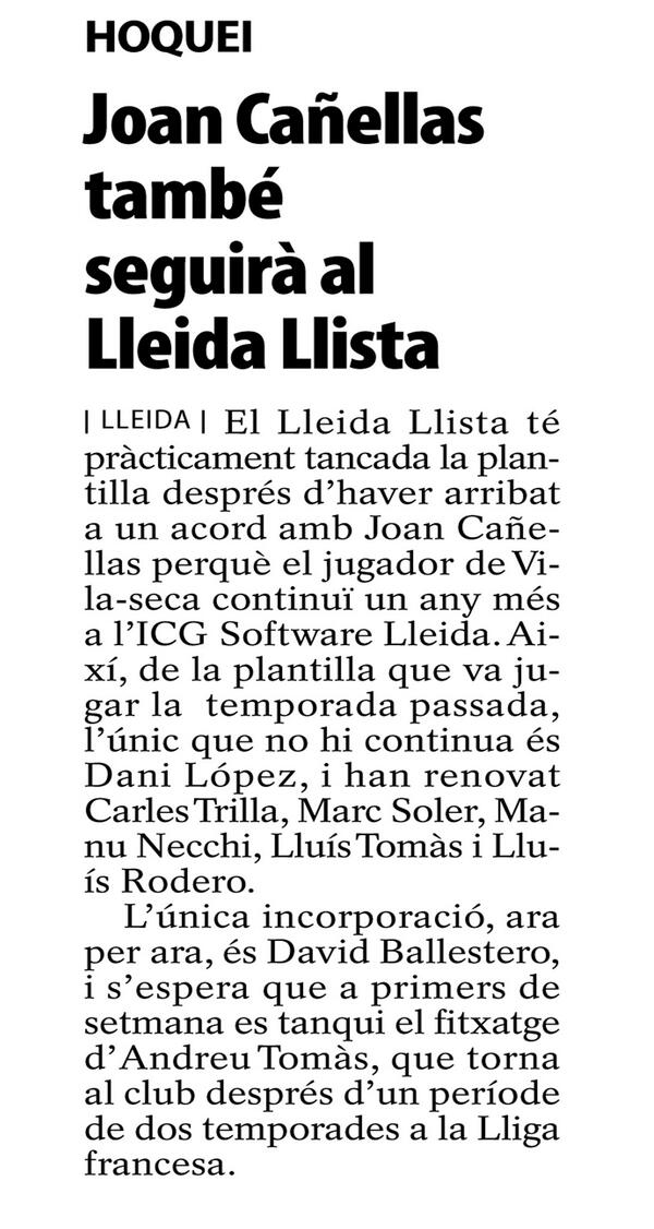 <a href="/JoanCanyellas4/">Joan Cañellas</a> he renovat per l'@ICGLleidaLlista premsa, via Segre