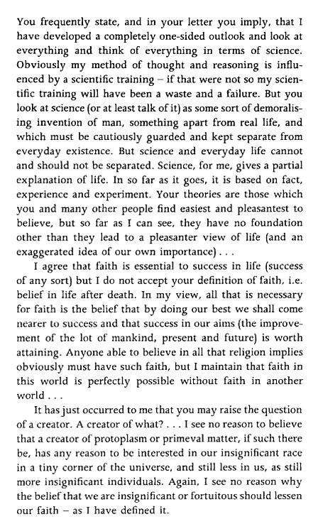 DNA scientist Rosalind Franklin would've turned 93 today. From a letter to her religious father in 1940: