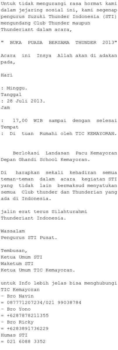 Suzuki_Thunder's tweet photo. BUKA PUASA BERSAMA THUNDER 2013 http://t.co/rO3eQJ8ZUY