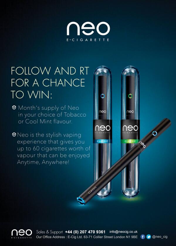 neo cigarette uk Have you entered yet? Just RT & follow to enter our draw to #win a month's  supply of Neo e-cigs