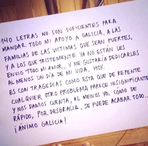 Pauthetica's tweet photo. RT.Demostremos qe toda España está más unida qe nunca.Demos nuestro apoyo a nuestros hermanos gallegos! #ÁnimoGalicia http://t.co/vvBCazxMYY