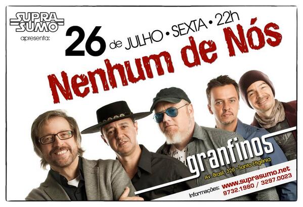 Sexta-feira tem os gaúchos do Nenhum de Nós no Granfinos! Informações e ingressos: granfinos.com.br/shows/nenhum-d…