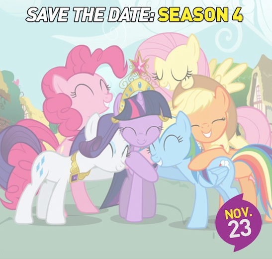 discoveryfamily's tweet image. RETWEET if you're excited for #MLPFIM season 4, premiering Nov. 23! bit.ly/15iqRto