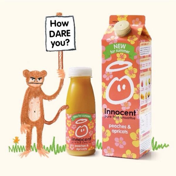 innocentdrinks_'s tweet photo. We've launched our new smoothie for summer - peaches and apricots! And it is banana free (sorry monkeys) http://t.co/DTaJeF8fCj