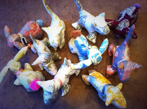 GDHandmade's tweet image. They are multiplying! Doorstops and cuddly toile animals. On sale on eBay very soon.