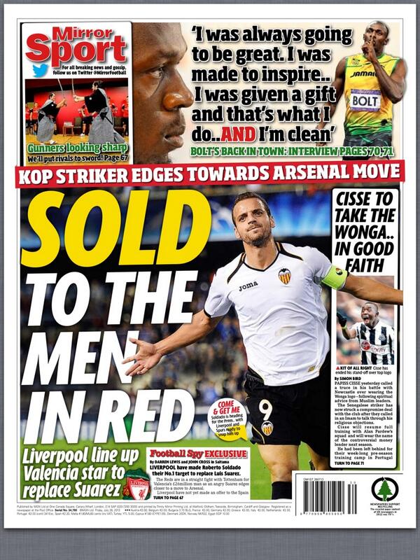 Liverpool join Spurs in the race for Roberto Soldado [Times & Mirror    mirror football blog liverpool